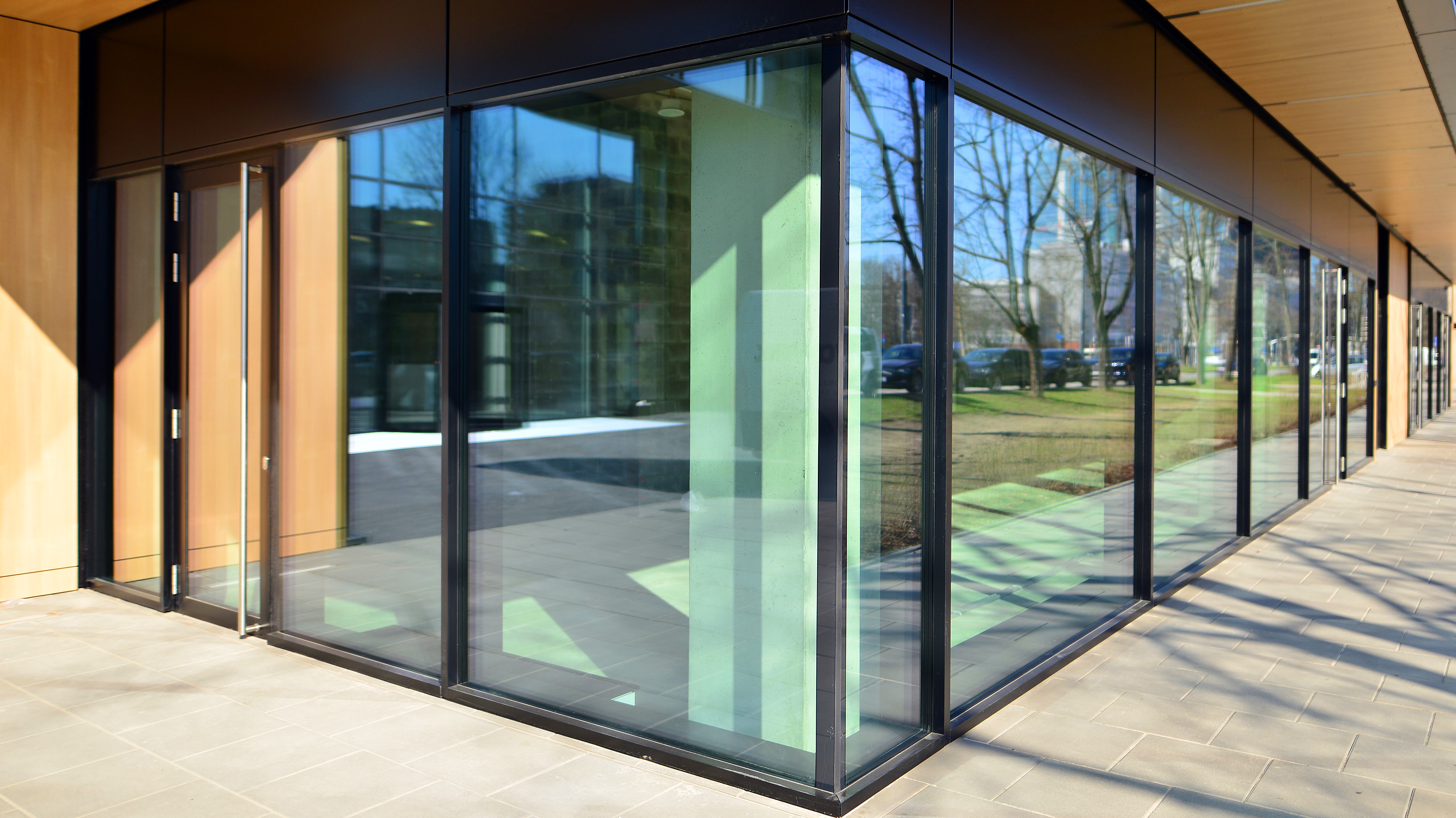 the outside of a glass storefront