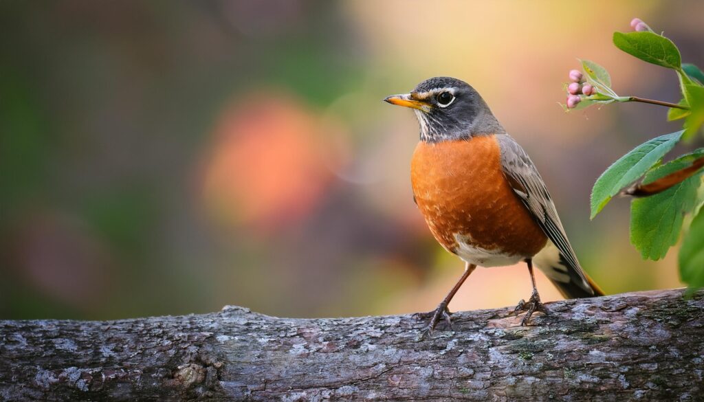 small orange bird on a branch